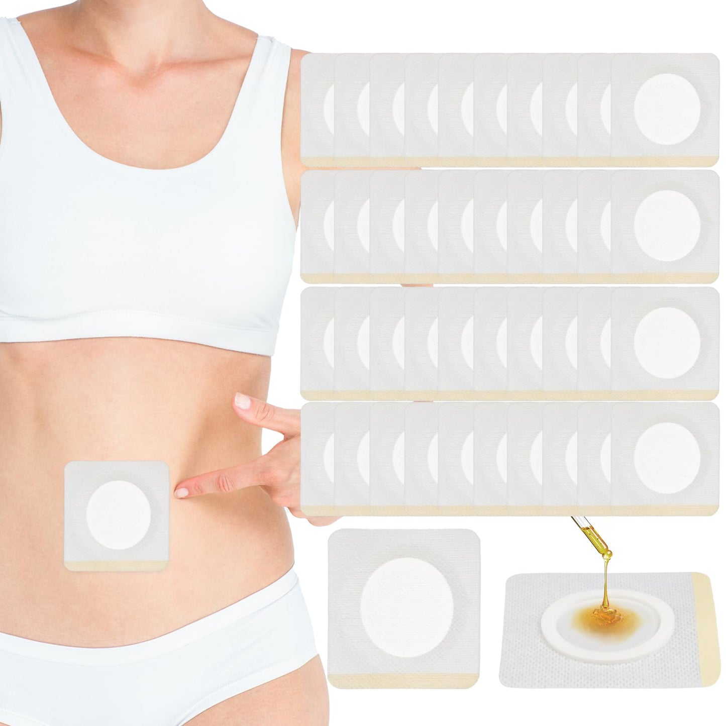 Maxqzin Castor Oil Patches – 50 Pcs Belly Button Self-Adhesive Wrap