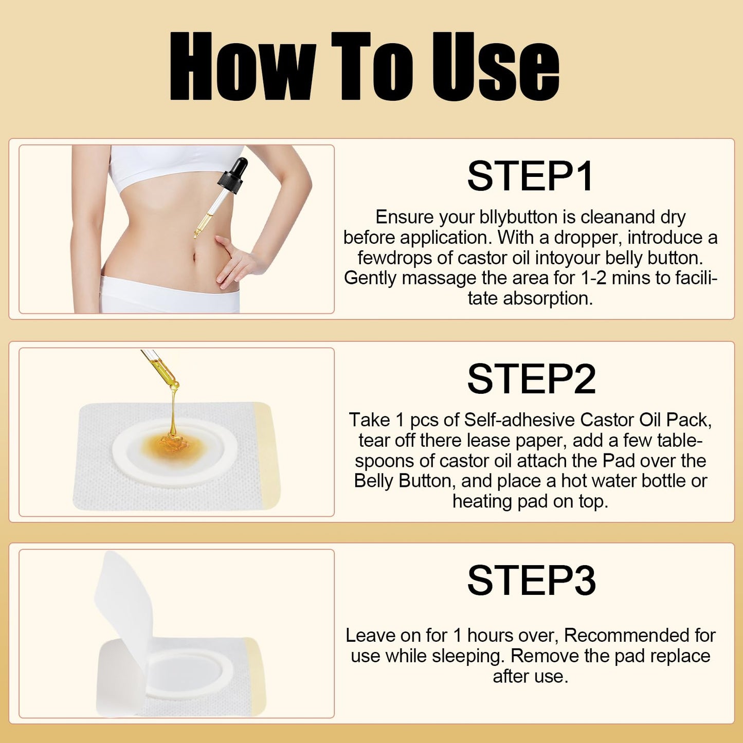 Maxqzin Castor Oil Patches – 50 Pcs Belly Button Self-Adhesive Wrap