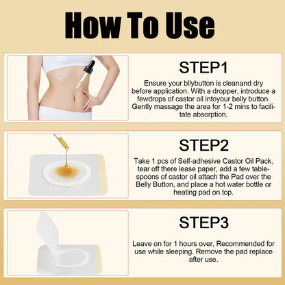 Maxqzin Castor Oil Patches – 50 Pcs Belly Button Self-Adhesive Wrap