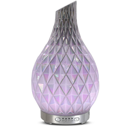 MAXWINER Essential Oil Diffuser – Handmade Art Glass, Ultrasonic Humidifier, 7-Color LED Lights, 120ml