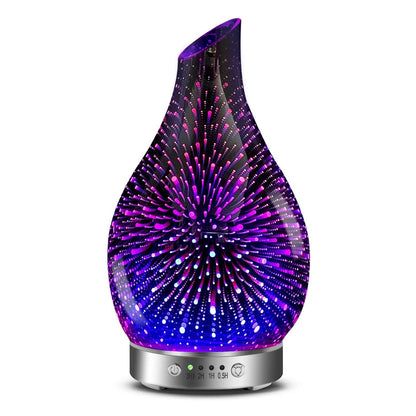 MAXWINER 120ml Ultrasonic 3D Glass Essential Oil Diffuser – Auto Shut-Off, 7 Color LED
