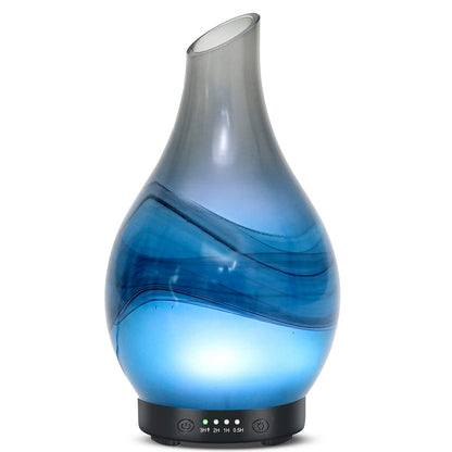 MAXWINER Essential Oil Diffuser – Handmade Art Glass, 7 Color Lights, Auto Shut-Off, 120ml