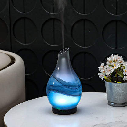 MAXWINER Essential Oil Diffuser – Handmade Art Glass, 7 Color Lights, Auto Shut-Off, 120ml