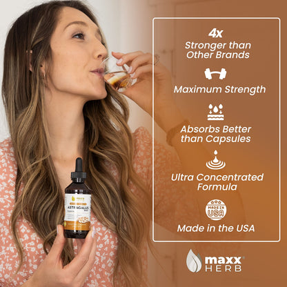 Maxx Herb Astragalus Root Extract – Max Strength Liquid Tincture for Immune Support & Mental Clarity | 4 oz (60 Servings)