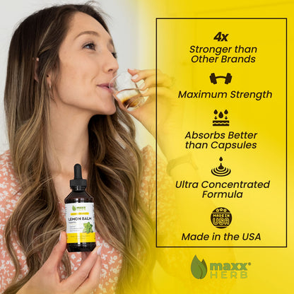 Maxx Herb Lemon Balm Extract | Max Strength Liquid Tincture (Alcohol Free) | 4 oz