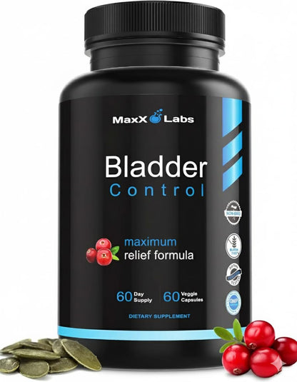 MaxX Labs Bladder Control Supplement - Overactive Bladder Pills with Cranberry, Pumpkin Seed Oil & Vitamin D3 | 60CT