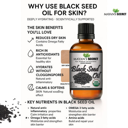 Mayan's Secret 4oz Cold-Pressed Black Cumin Seed Oil – Organic Virgin Nigella Sativa