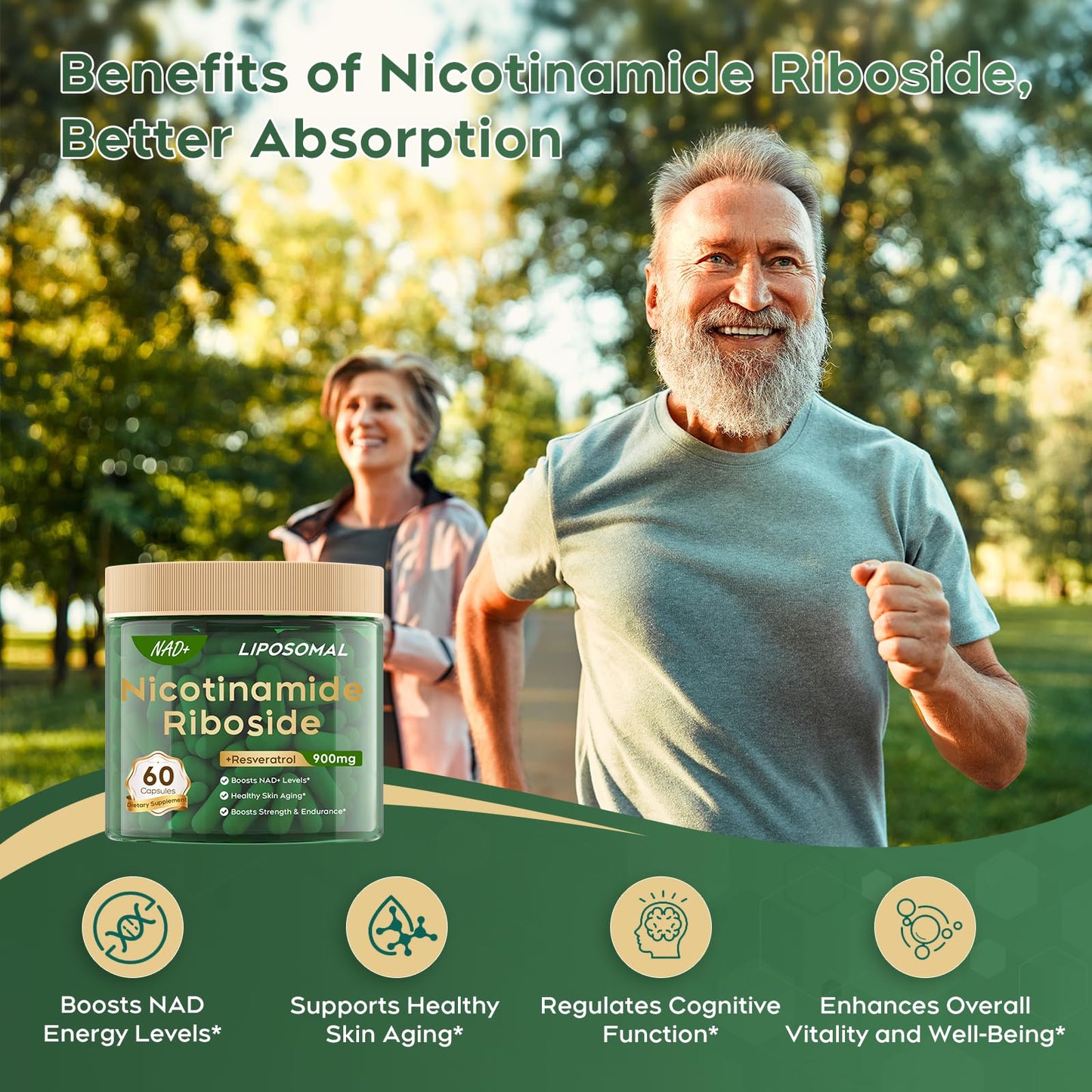 MayBeJiangWei NAD Liposomal NR 900mg - Anti-Aging, Energy & Focus
