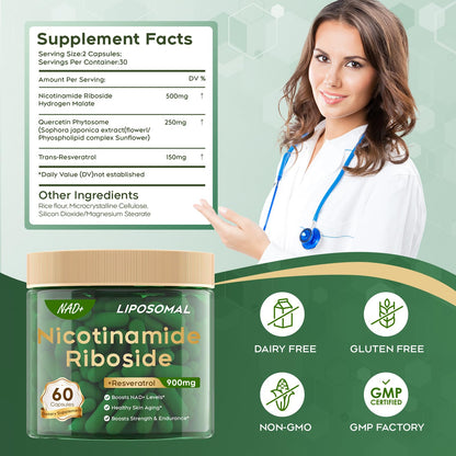 MayBeJiangWei NAD Liposomal NR 900mg - Anti-Aging, Energy & Focus