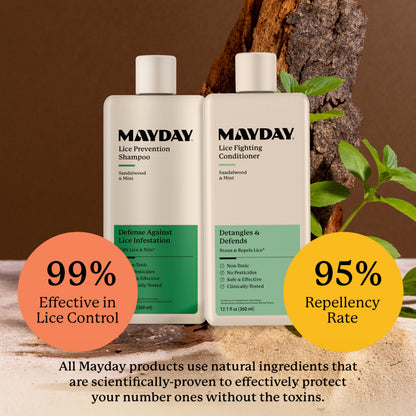 MAYDAY Lice Fighting Conditioner – Sandalwood & Mint | Non-Toxic, Pesticide-Free, 12.1oz (360ml)