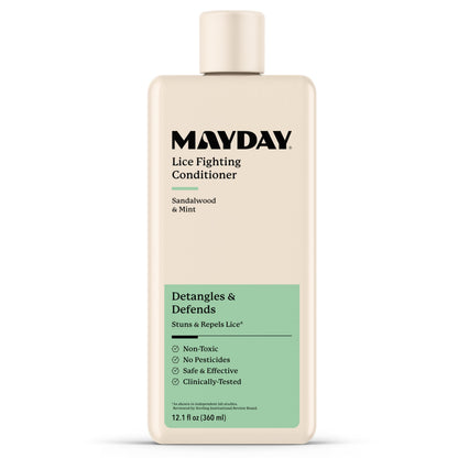 MAYDAY Lice Fighting Conditioner – Sandalwood & Mint | Non-Toxic, Pesticide-Free, 12.1oz (360ml)
