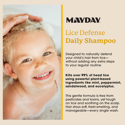 MAYDAY Lice Prevention Shampoo: Sandalwood & Mint, Non-Toxic (12oz)