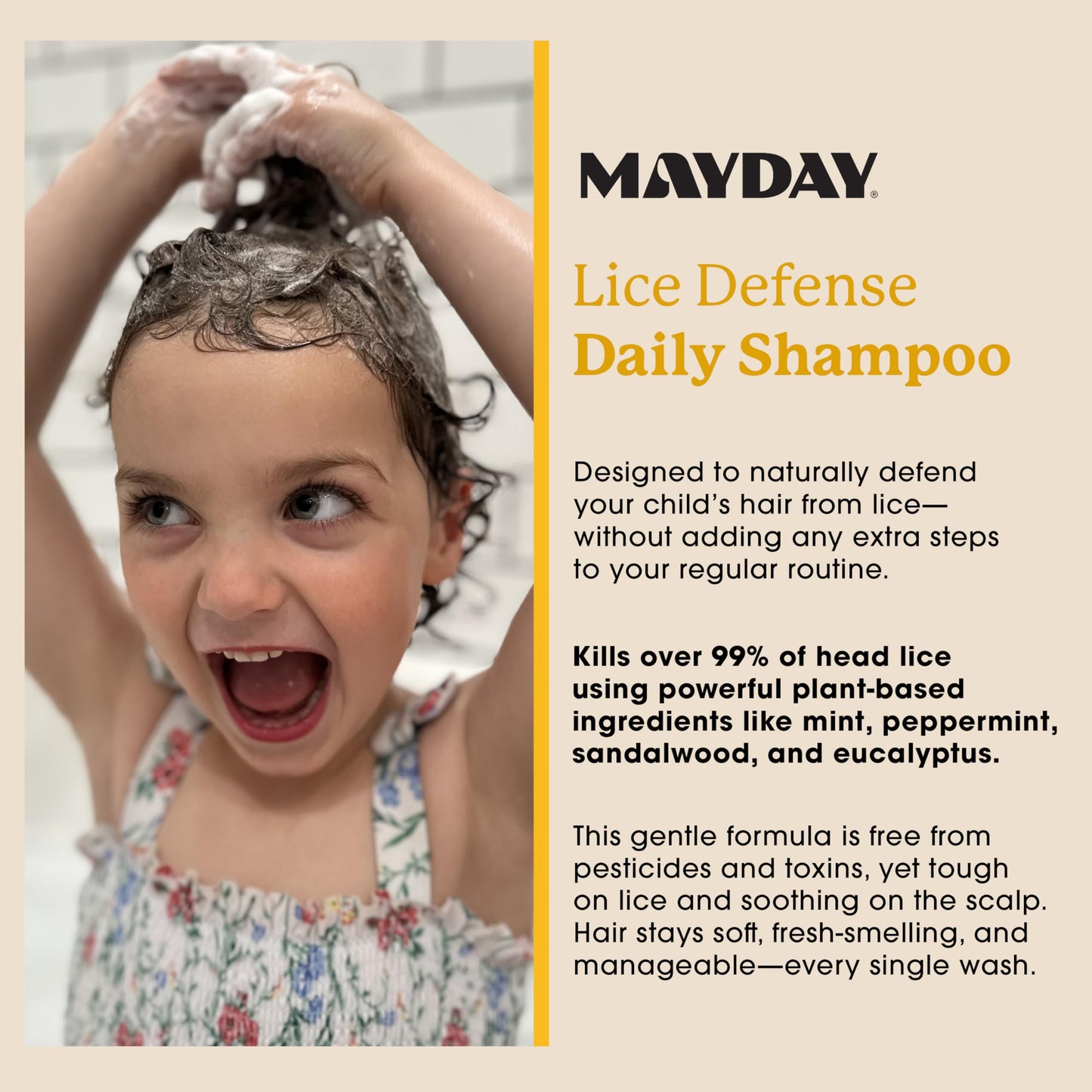 MAYDAY Daily Lice Routine Bundle – Non-Toxic 12oz Shampoo & 12oz Conditioner | Sandalwood & Mint