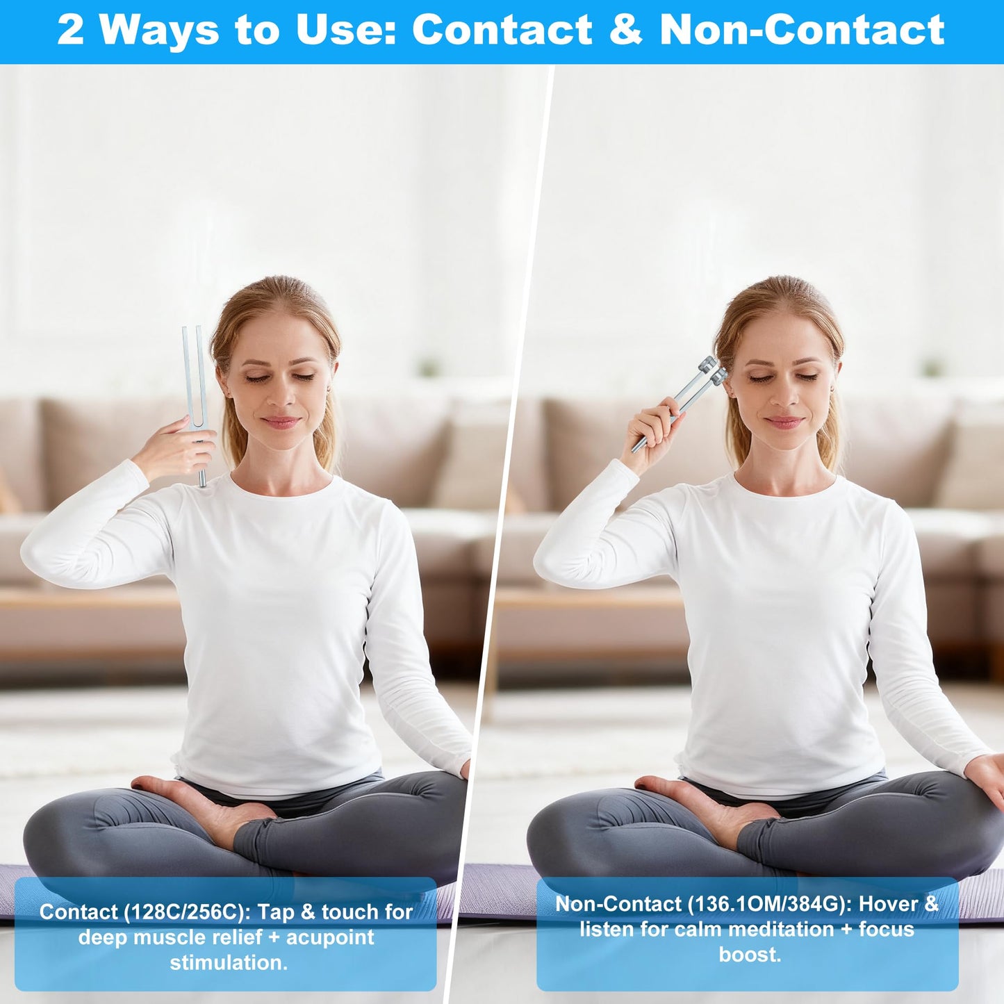 Mayful Tuning Forks for Healing Set – 128Hz, 136Hz, 256Hz, 384Hz with Activator