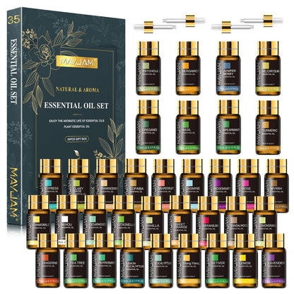 MAYJAM 35x5ML Essential Oil Gift Set – Pure Essential Oils for Diffusers, Massage & DIY Soap & Candle Making
