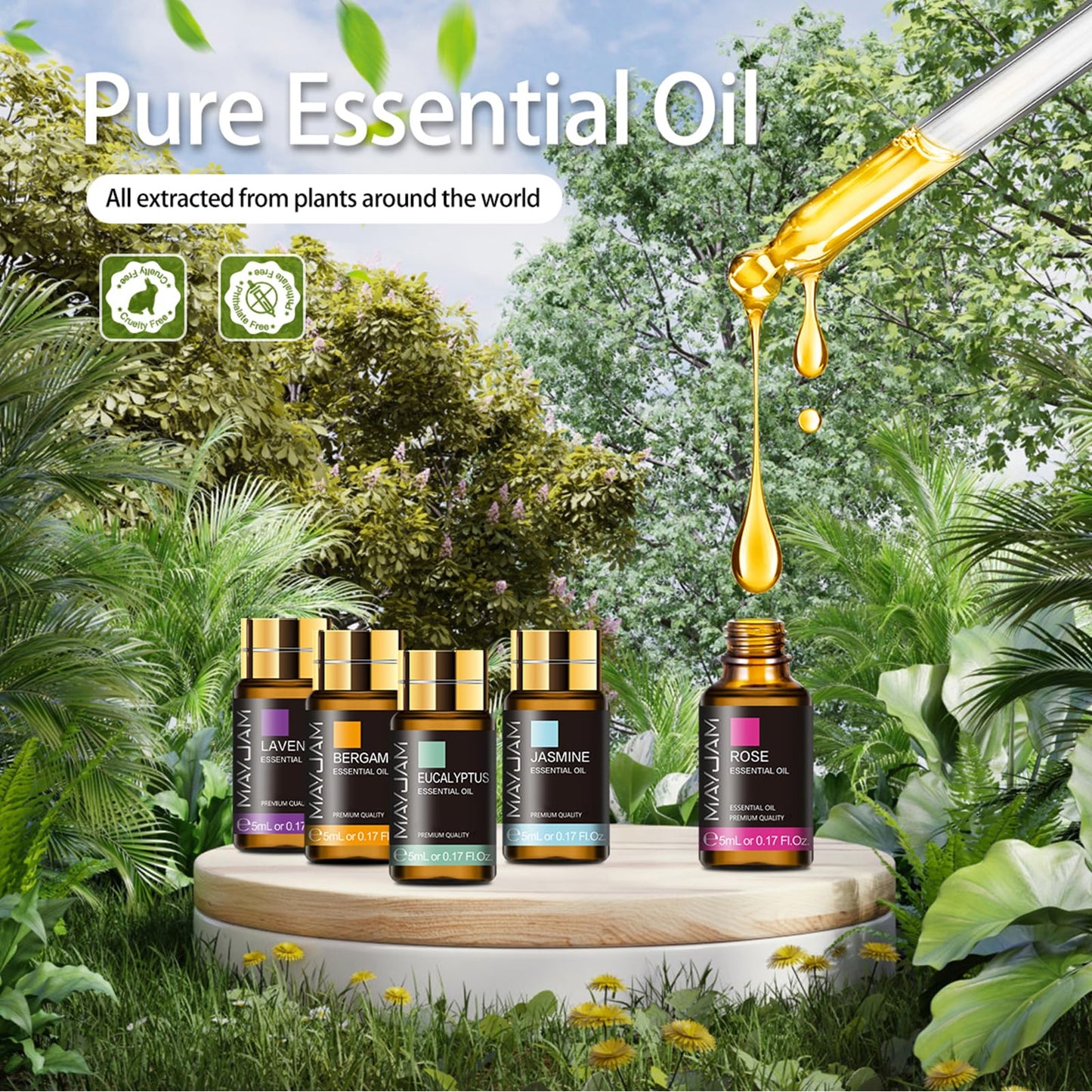 MAYJAM 35x5ML Essential Oil Gift Set – Pure Essential Oils for Diffusers, Massage & DIY Soap & Candle Making