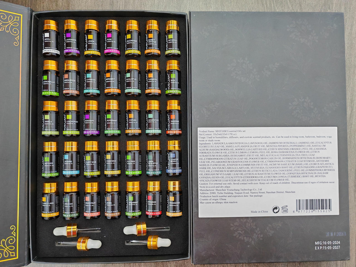 MAYJAM 35x5ML Essential Oil Gift Set – Pure Essential Oils for Diffusers, Massage & DIY Soap & Candle Making