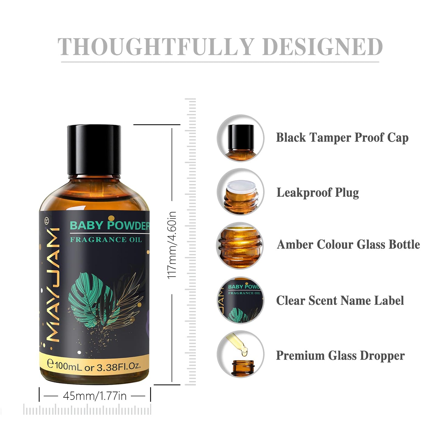 MAYJAM Baby Powder Fragrance Oil 100ml with Glass Dropper – Diffuser & DIY