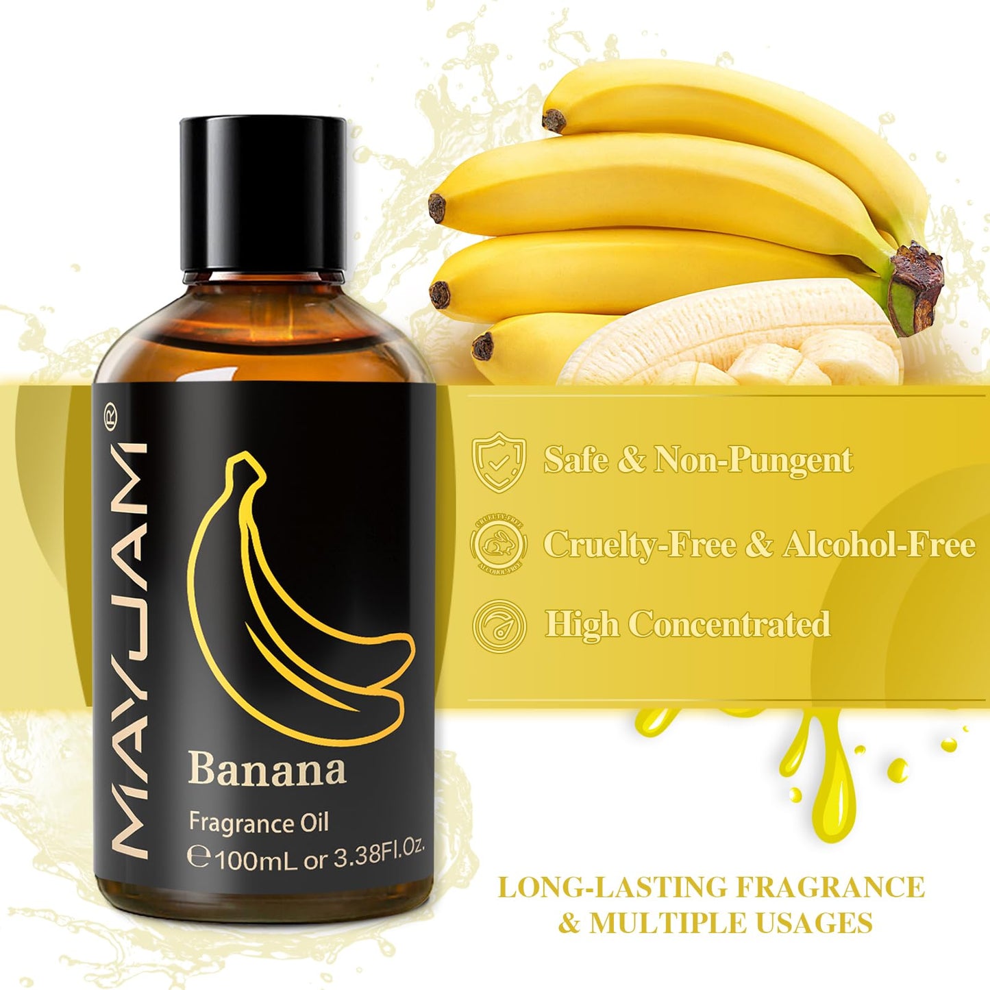 MAYJAM Banana Fragrance Oil 100ml with Glass Dropper – Diffusers, Soap & Candle Making