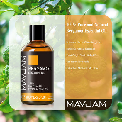 MAYJAM Bergamot Fragrance Oil 100ml with Glass Dropper - Diffuser