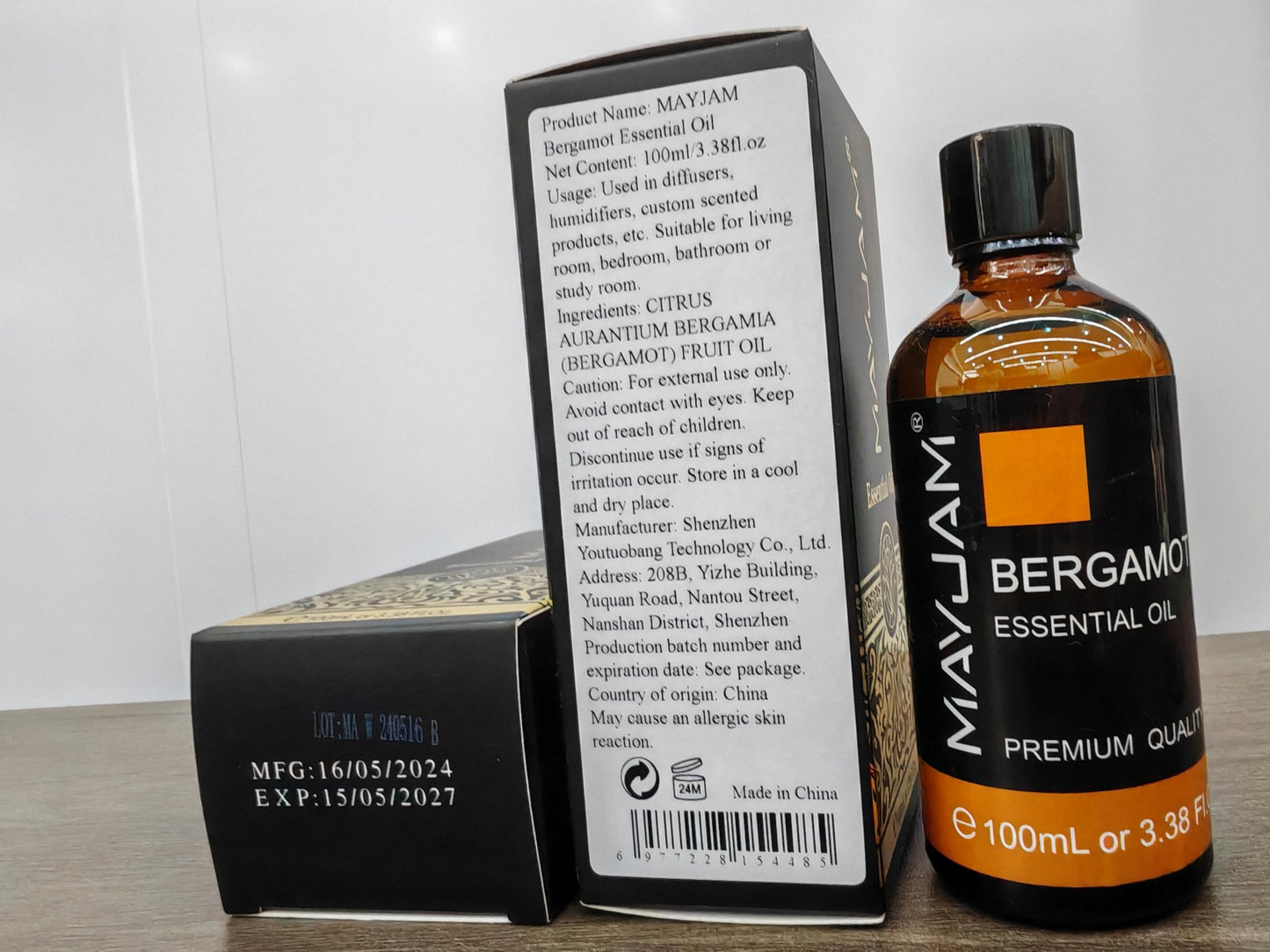 MAYJAM Bergamot Fragrance Oil 100ml with Glass Dropper - Diffuser