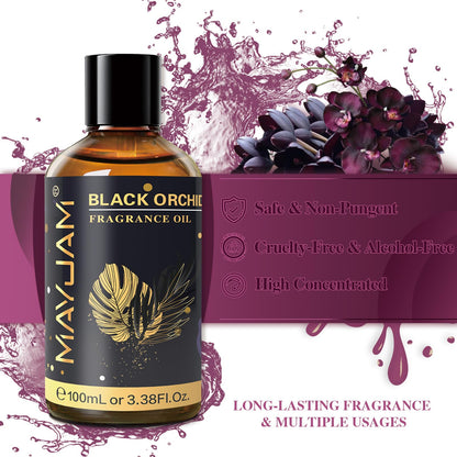 MAYJAM 100ML Black Orchid Fragrance Oil with Glass Dropper – Diffuser, Soap & Candle Making