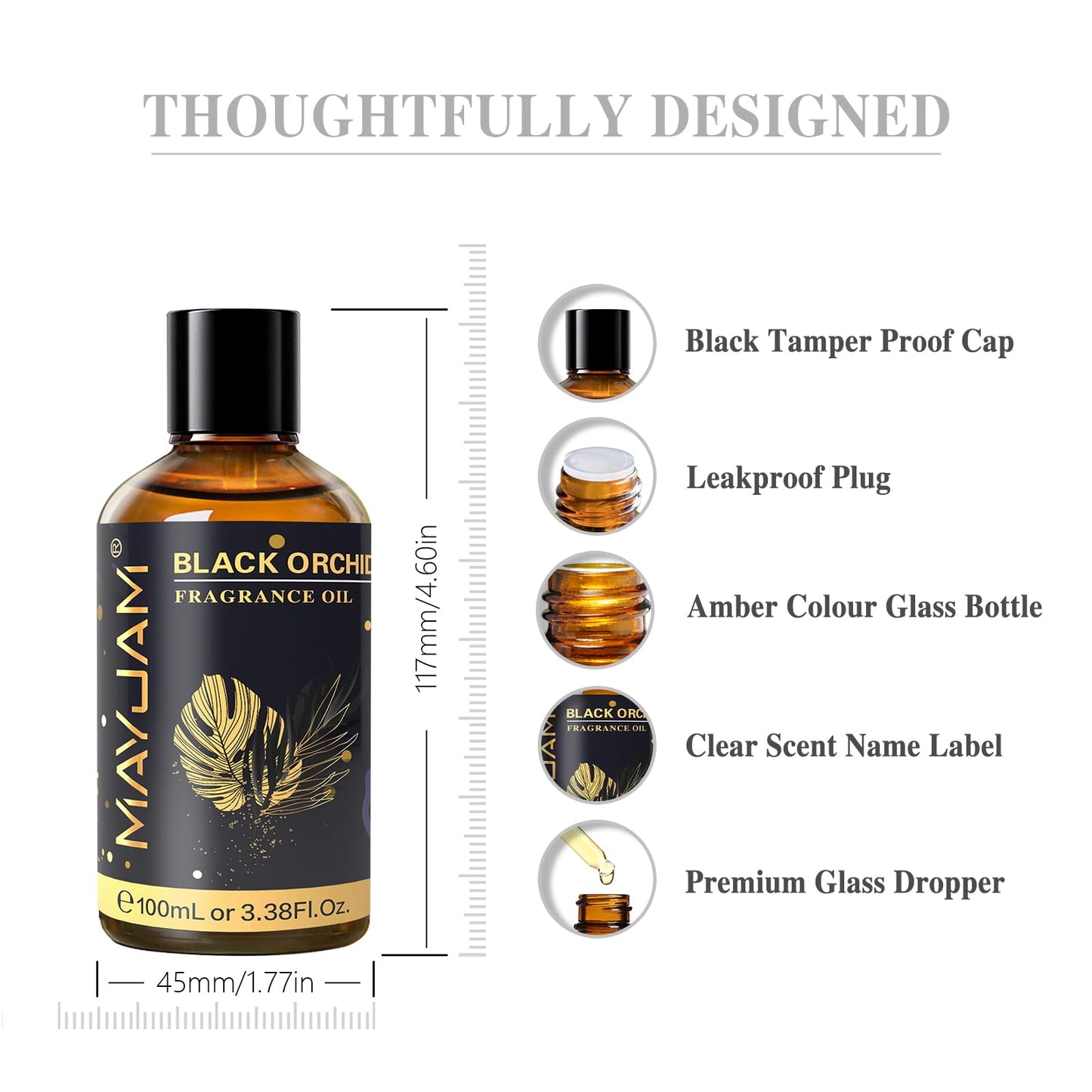 MAYJAM 100ML Black Orchid Fragrance Oil with Glass Dropper – Diffuser, Soap & Candle Making
