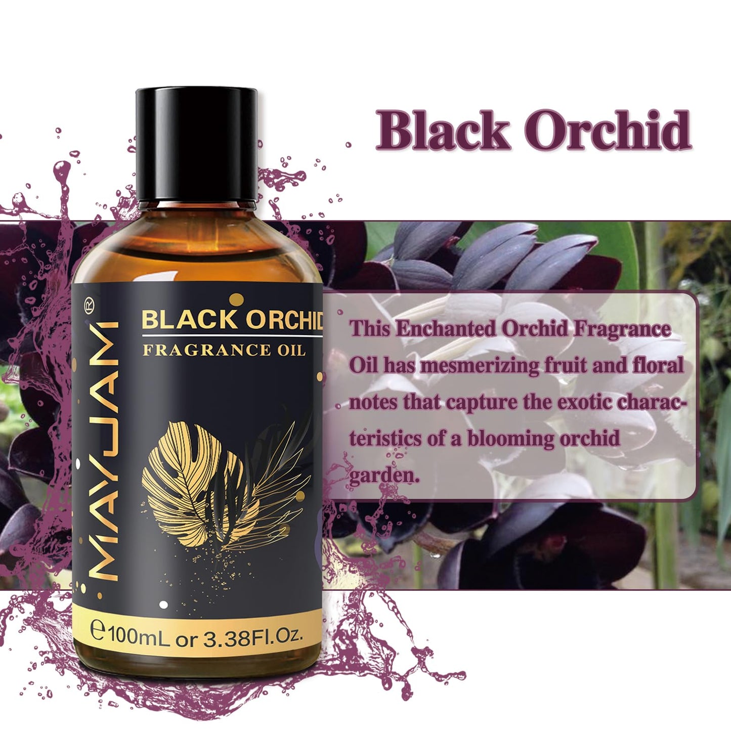 MAYJAM 100ML Black Orchid Fragrance Oil with Glass Dropper – Diffuser, Soap & Candle Making