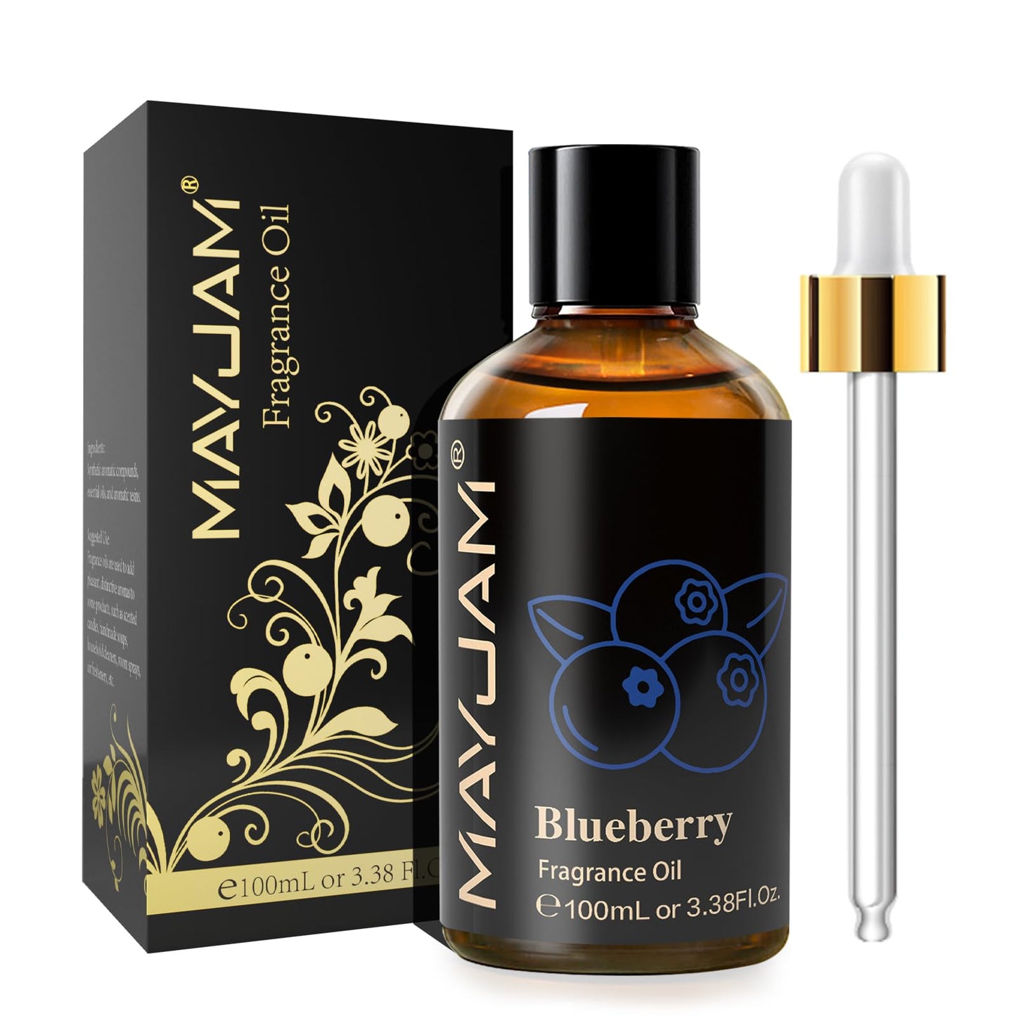 MAYJAM Blueberry Fragrance Oil 100ML | Glass Dropper | Diffuser, Soap & Candle Making