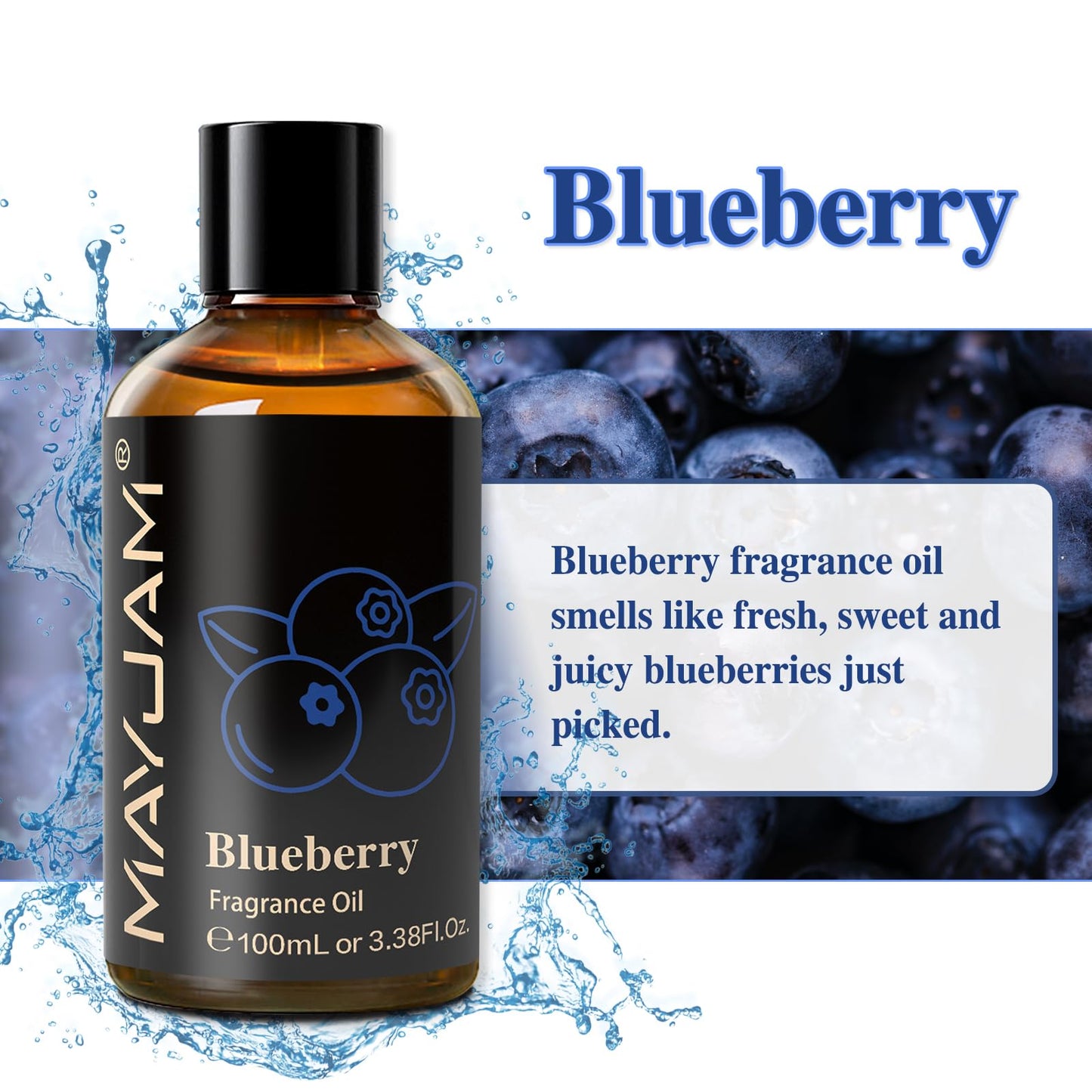 MAYJAM Blueberry Fragrance Oil 100ML | Glass Dropper | Diffuser, Soap & Candle Making