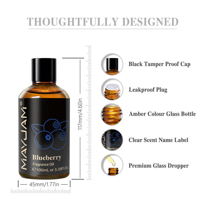 MAYJAM Blueberry Fragrance Oil 100ML | Glass Dropper | Diffuser, Soap & Candle Making