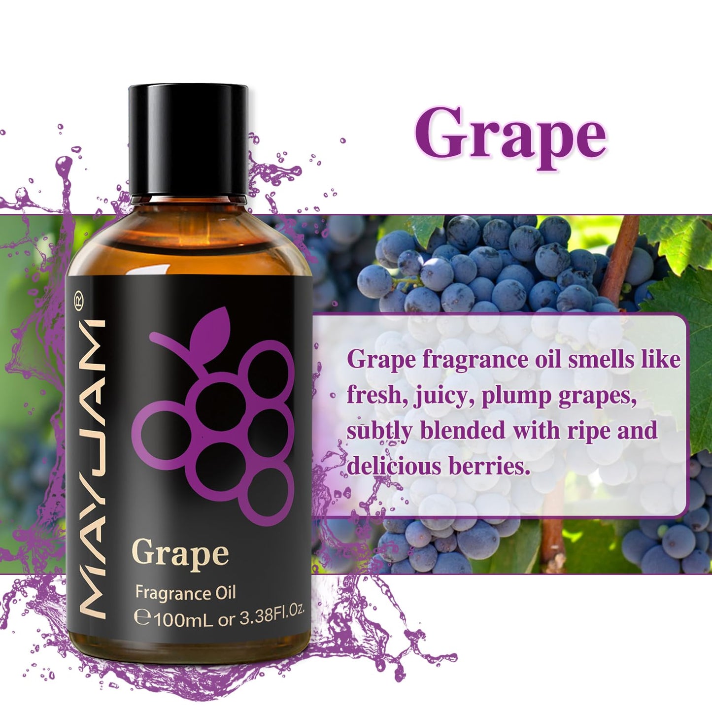 MAYJAM 100ML Grape Fragrance Oil with Glass Dropper – Diffusers & DIY