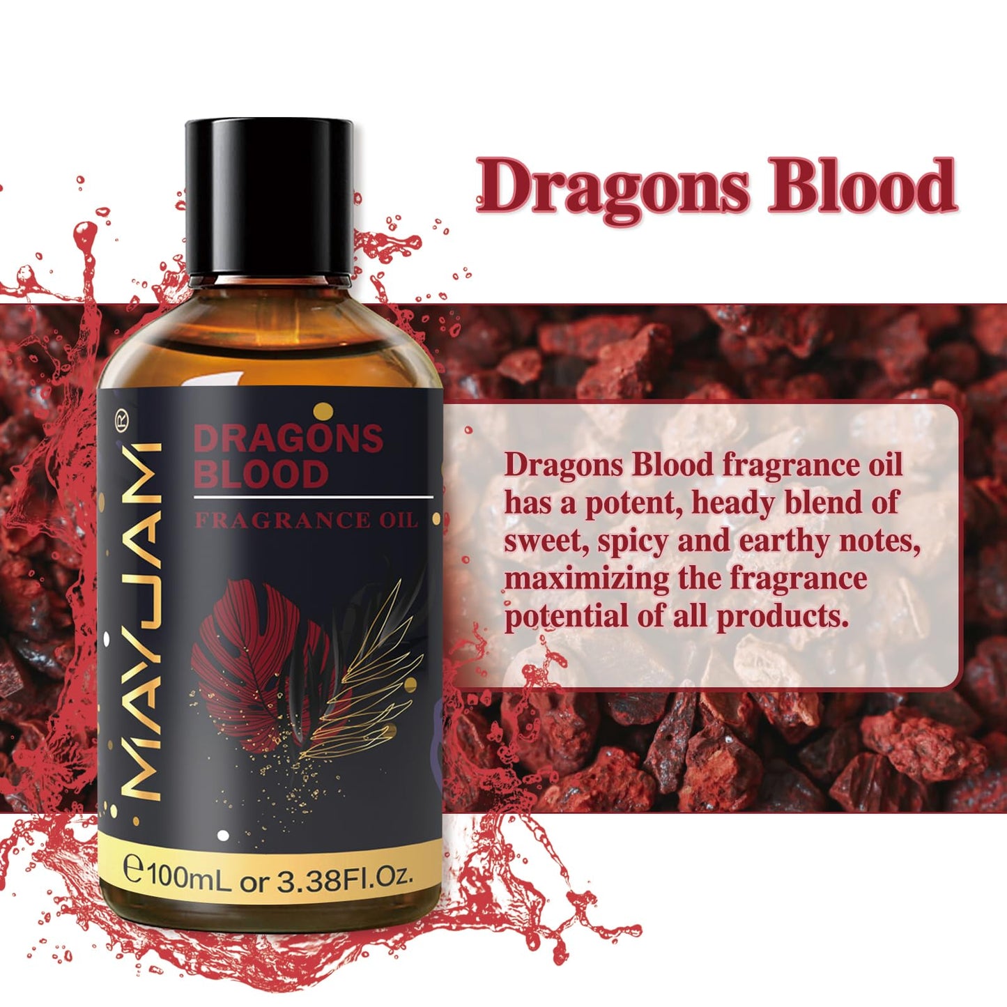 MAYJAM Dragons Blood Fragrance Oil 100ml | Glass Dropper | Diffusers, Soap & Candle Making