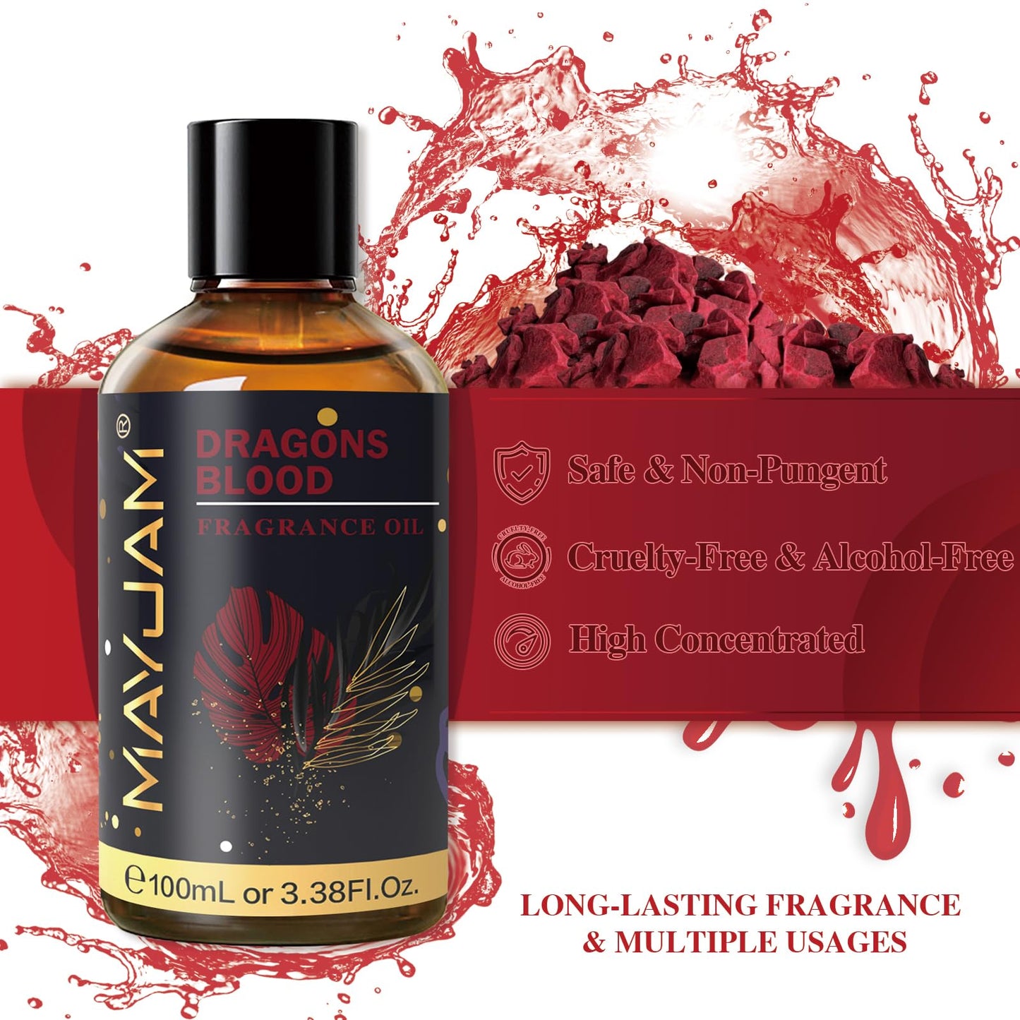 MAYJAM Dragons Blood Fragrance Oil 100ml | Glass Dropper | Diffusers, Soap & Candle Making