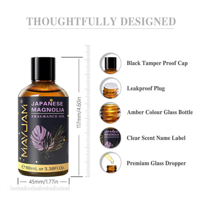 MAYJAM 100ML Japanese Magnolia Fragrance Oil with Glass Dropper – Diffuser & DIY Soap/Candle