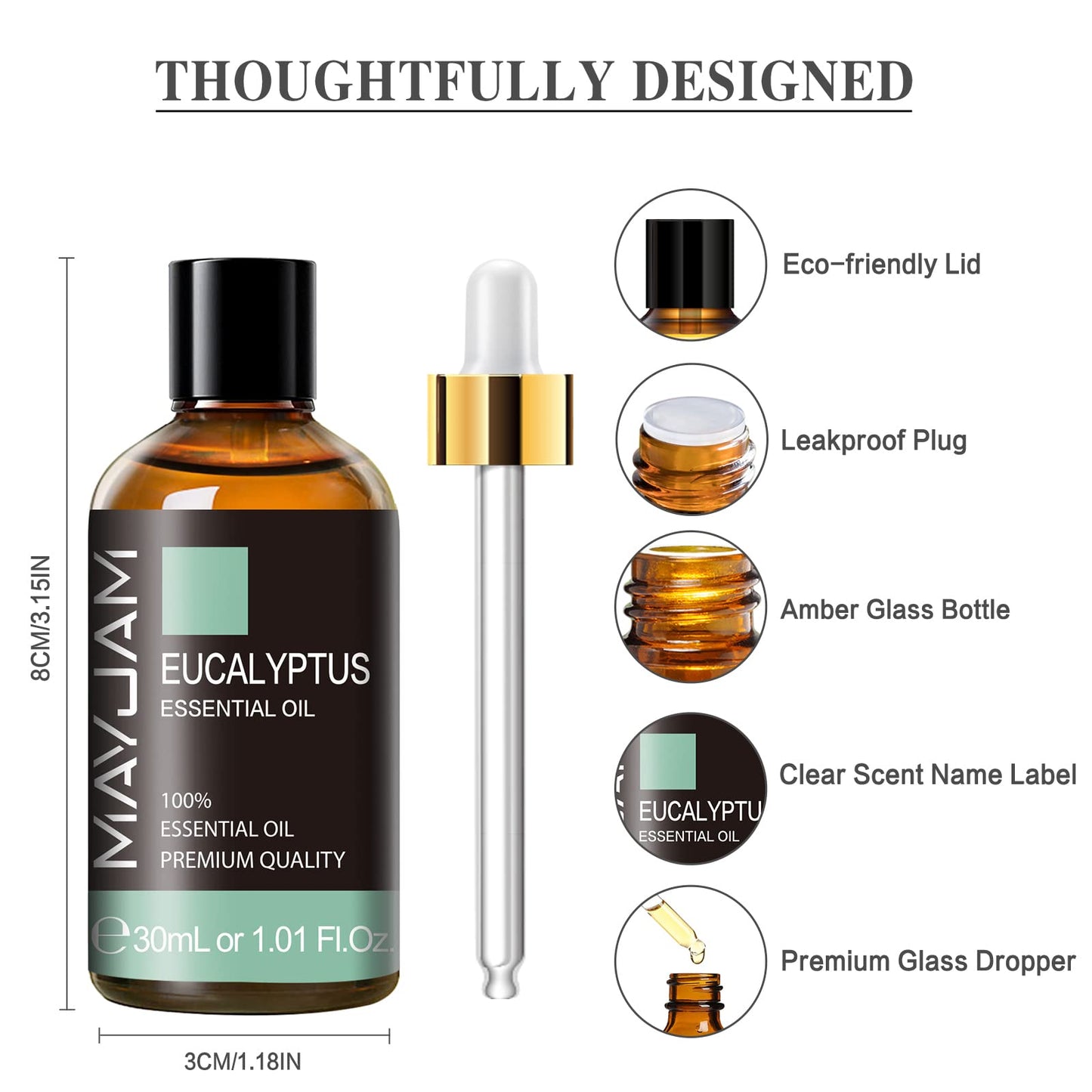 Eucalyptus Essential Oil 30ml by MAYJAM – Diffuser, Skincare & Hair Care