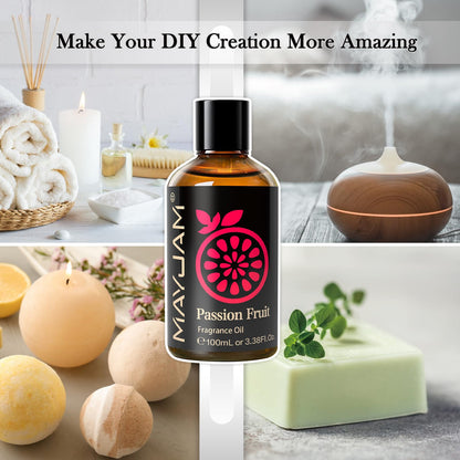 MAYJAM Passion Fruit Fragrance Oil 100ml - Amber Bottle, Diffusers & DIY