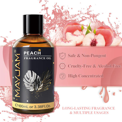 MAYJAM Peach Fragrance Oil 100ml with Glass Dropper - Diffuser & DIY Use