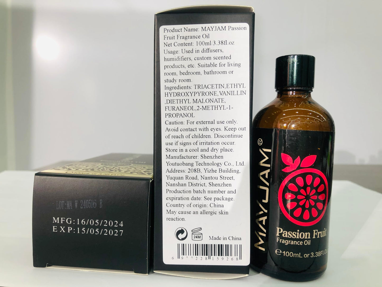 MAYJAM Passion Fruit Fragrance Oil 100ml - Amber Bottle, Diffusers & DIY