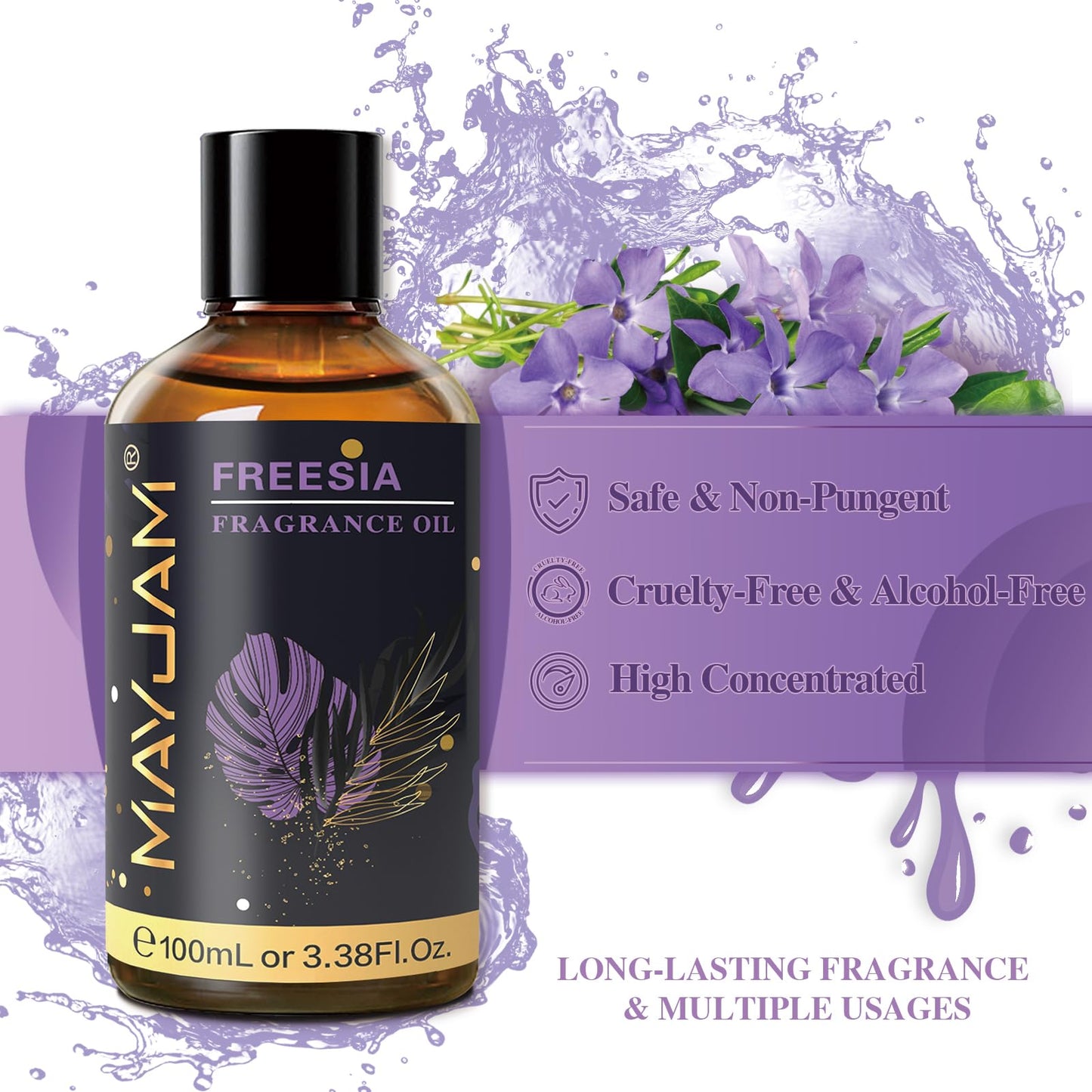 MAYJAM Freesia Fragrance Oil 100ml – Glass Dropper for Diffusers, Soap & Candle Making
