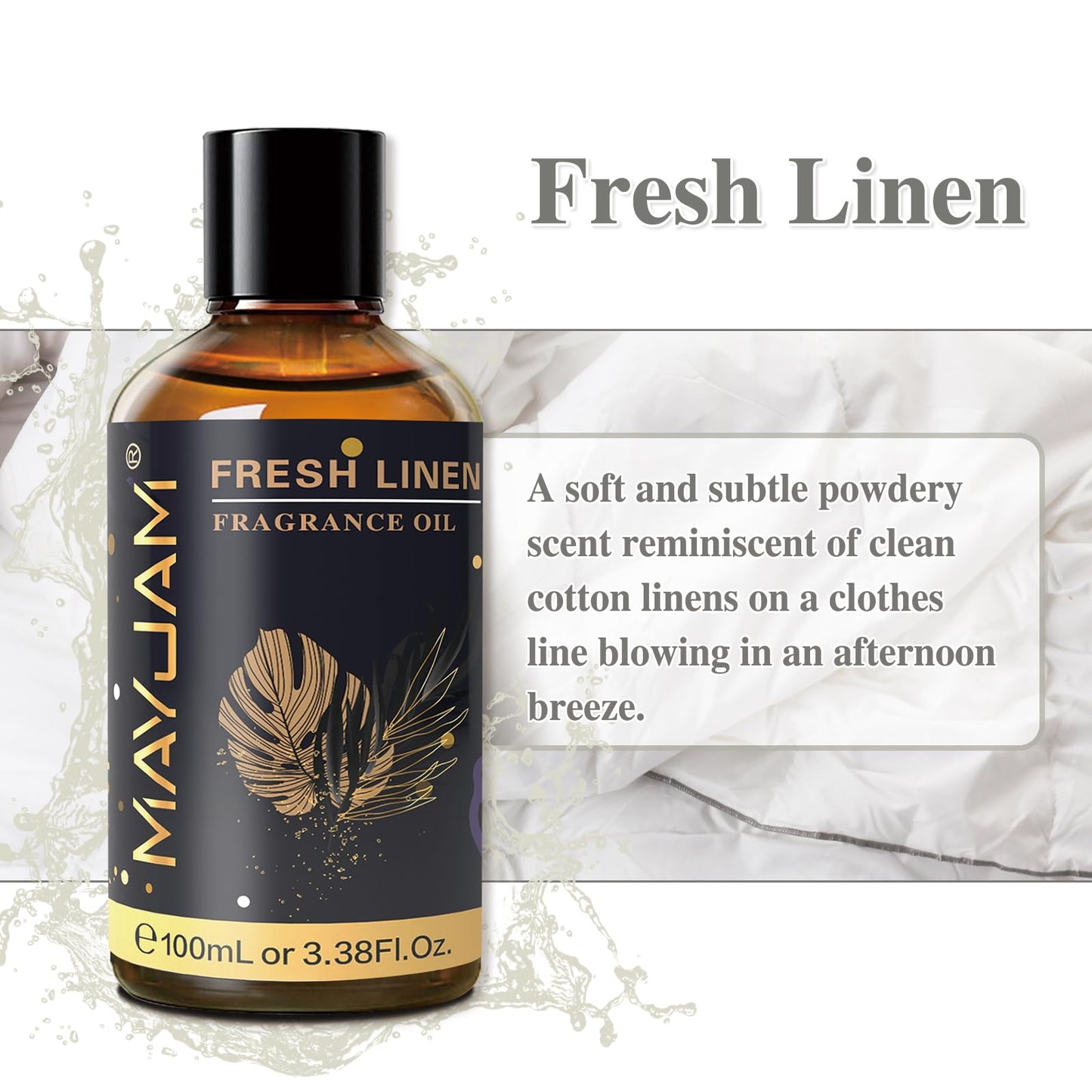MAYJAM Fresh Linen Fragrance Oil – 100ml Diffuser Essential Oil