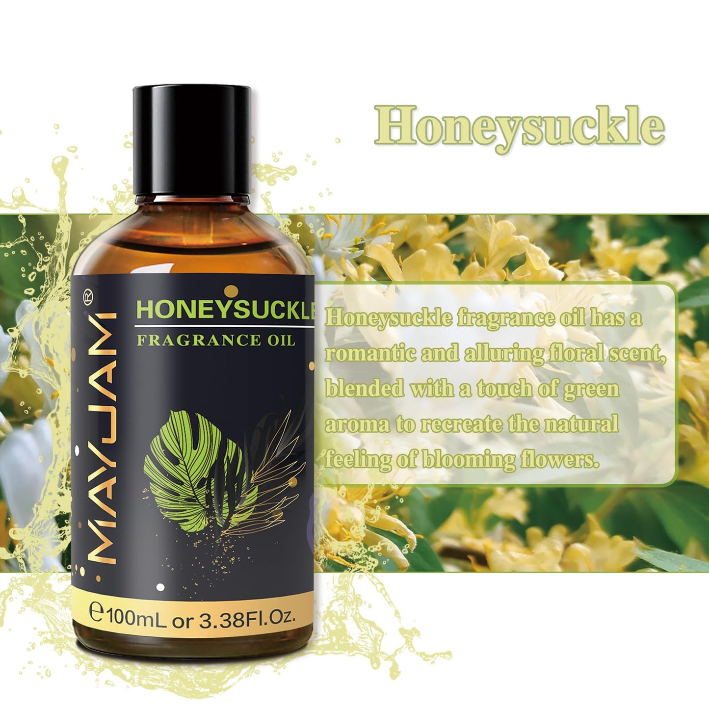 MAYJAM Honeysuckle Fragrance Oil – 100ml Diffuser Essential Oil with Glass Dropper