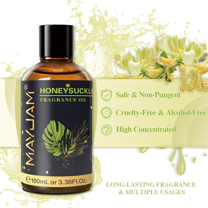 MAYJAM Honeysuckle Fragrance Oil 100ml | Glass Dropper, Diffusers, DIY Soap & Candle