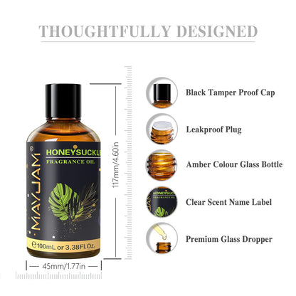 MAYJAM Honeysuckle Fragrance Oil 100ml | Glass Dropper, Diffusers, DIY Soap & Candle