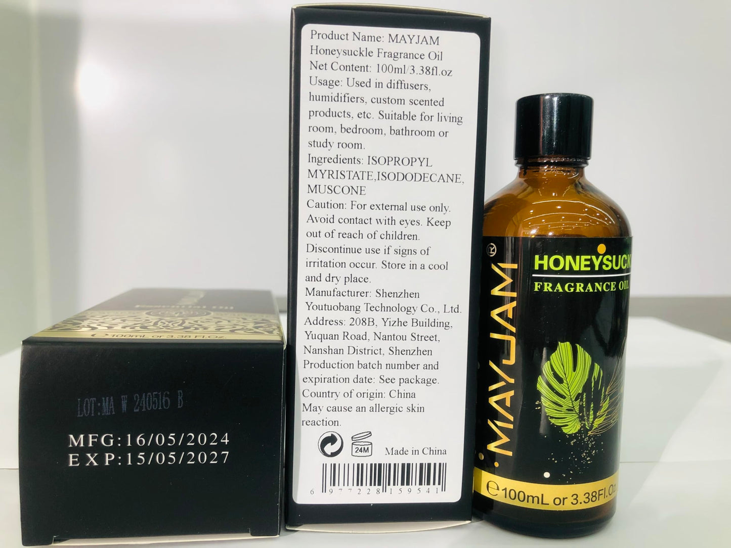 MAYJAM Honeysuckle Fragrance Oil 100ml | Glass Dropper, Diffusers, DIY Soap & Candle