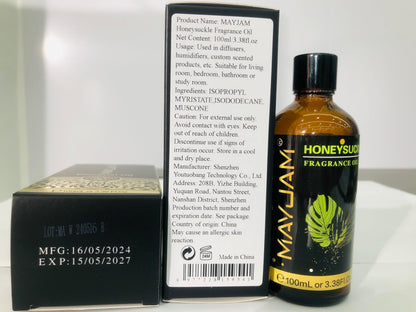 MAYJAM Honeysuckle Fragrance Oil 100ml | Glass Dropper, Diffusers, DIY Soap & Candle