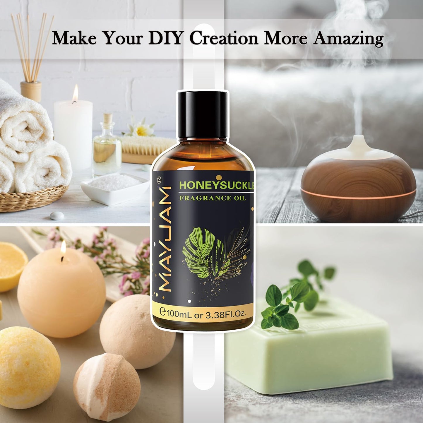 MAYJAM Honeysuckle Fragrance Oil – 100ml Diffuser Essential Oil with Glass Dropper