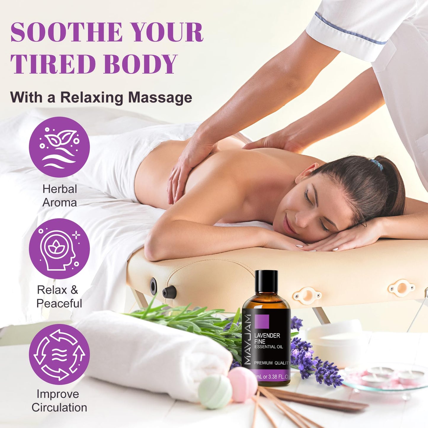 MAYJAM Lavender Fine Essential Oil 100ml | Diffuser, Massage, Skin & Hair Care