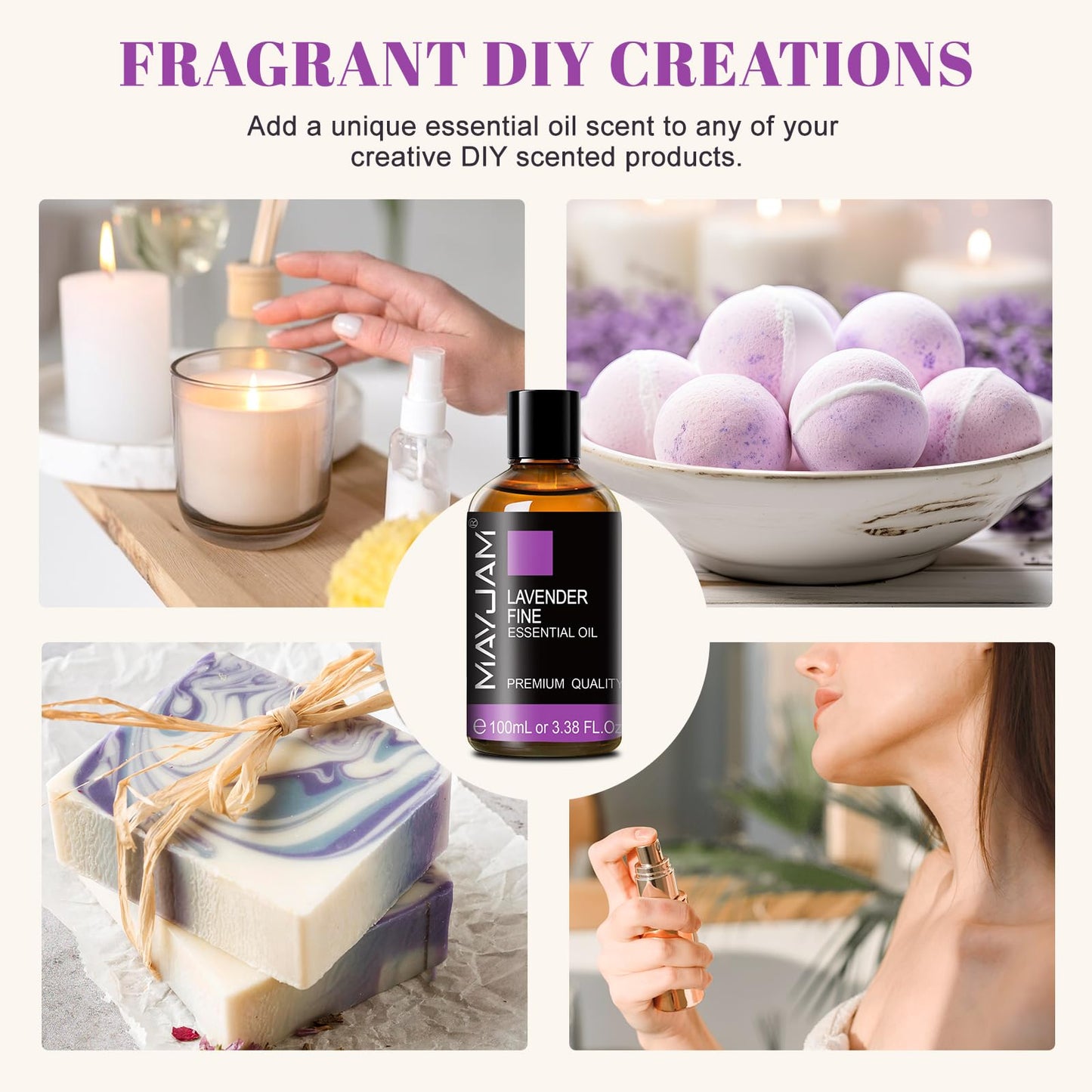 MAYJAM Lavender Fine Essential Oil 100ml | Diffuser, Massage, Skin & Hair Care