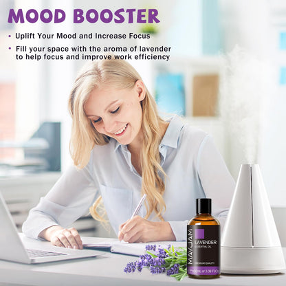 MAYJAM Lavender Essential Oil for Diffusers - 3.38 fl oz (100 ml) - Lavender Oil for Skin, Hair, Massage, Aromatherapy, Soap & Candle Making